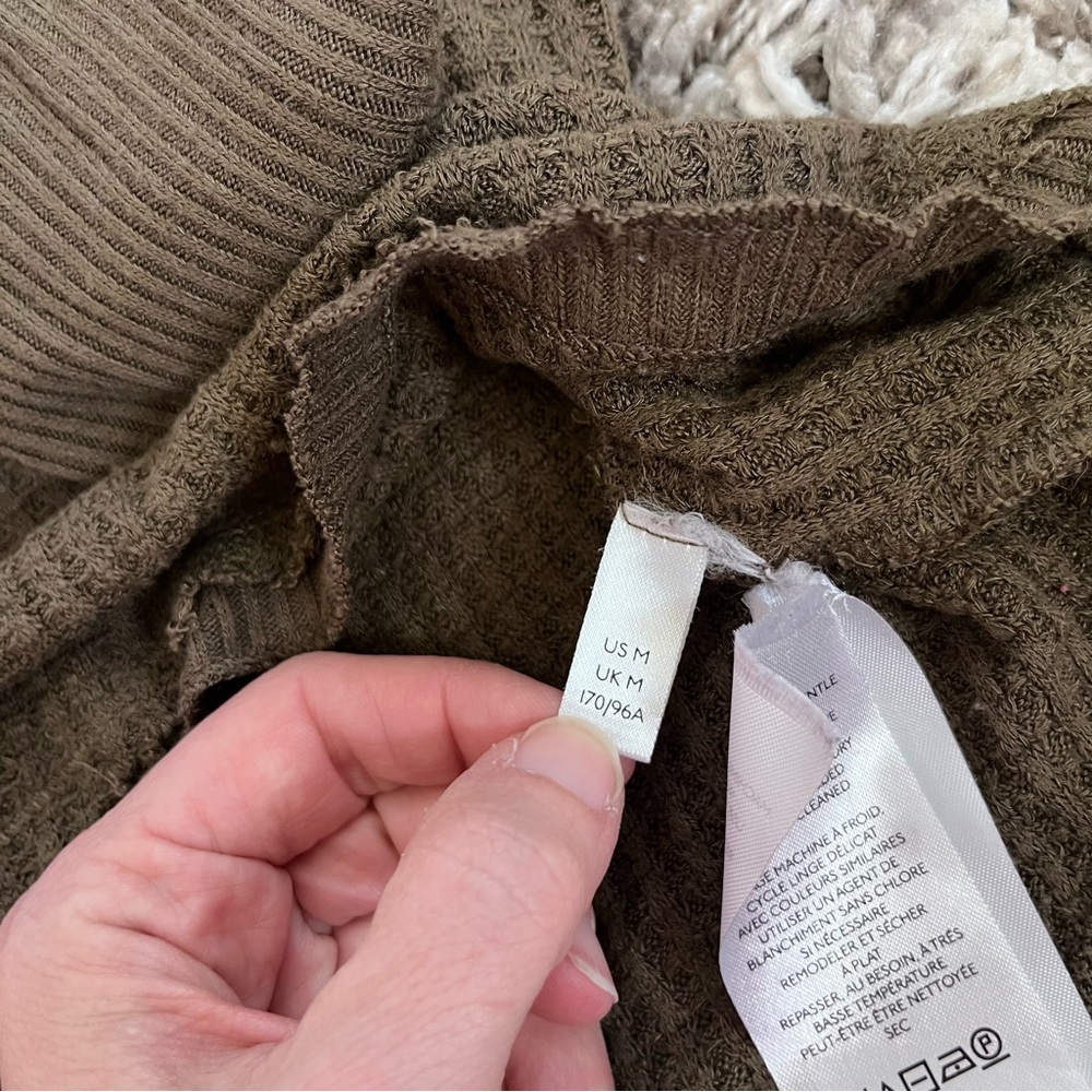🦩 Free People Leo Henley Waffle Thermal Top - Olive Green Medium - Picture 5 of 12